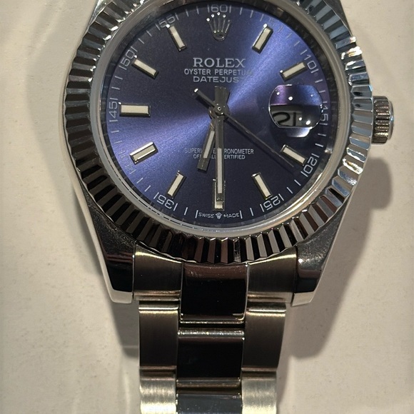 Rolex Oyster Perpetual with Blue Dial and Silver Bracelet - Picture 6 of 9